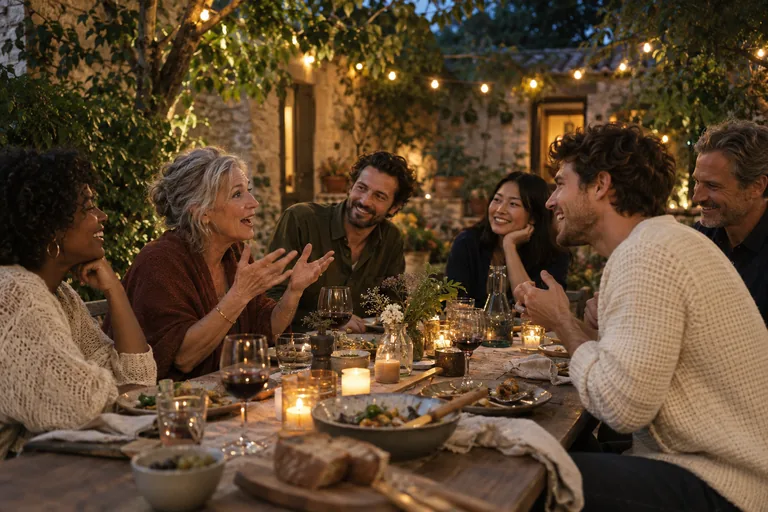 Members getting to know each other at a community dinner
